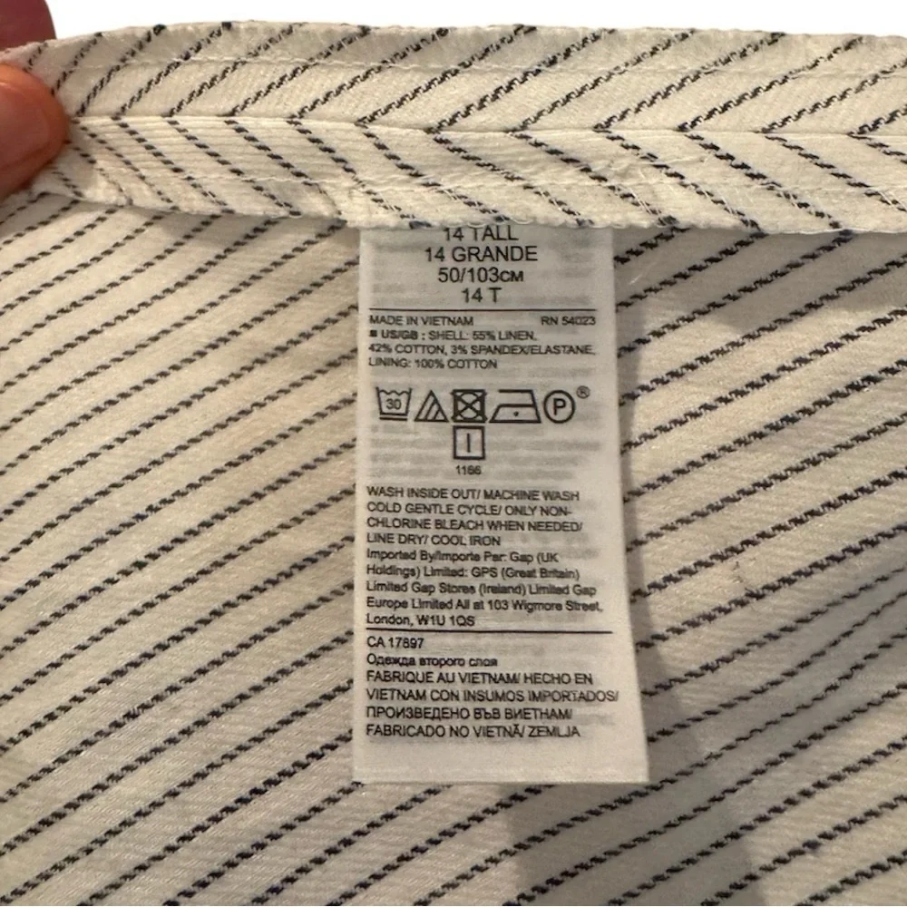 Banana Republic Striped Linen Blend Midi Dress Flounce Hem Blue/White NWT